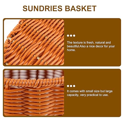 Miniatura 3 de Cabilock Cesta de picnic Cesta tejida Papelera Redonda Cesta de basura de ratán con tapa Maceta Cestas de almacenamiento tejidas Cesta de basura de