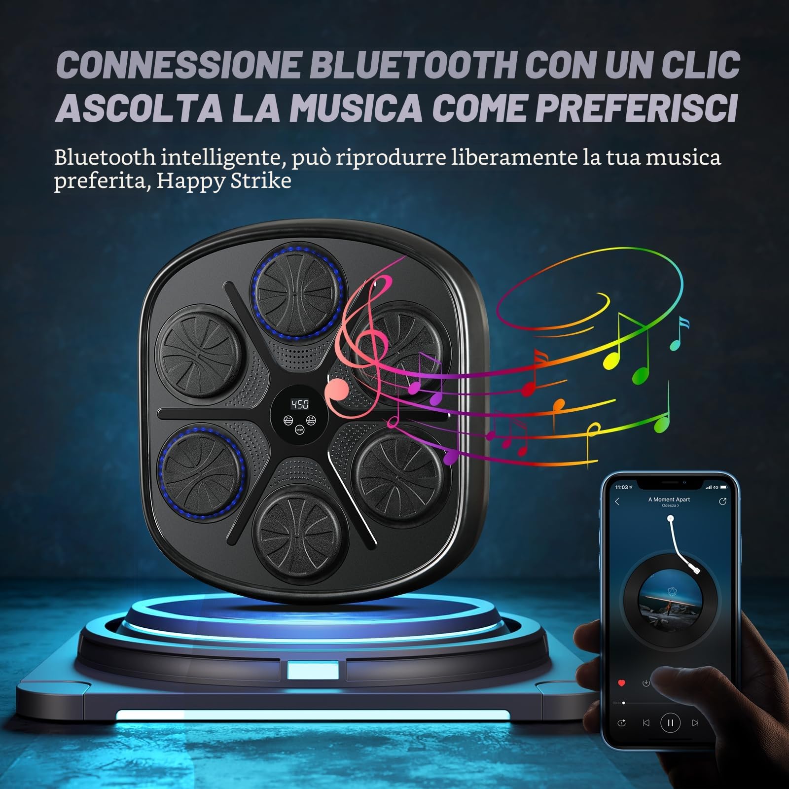 Music Boxing Machine, Macchina da Boxe Musicale per Il Montaggio a Parete con Guantoni da Boxe, 9 modalità di velocità e modalità di Conteggio, Beat Punch per Il Rilascio dello Stress