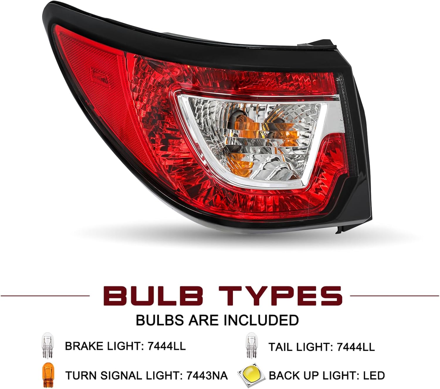 JSBOYAT Halogen Tail Light Fits for 2013-2017 Chevy Traverse Outer Rear Light Taillight Assembly OE Direct Replacement Brake Tail Lamp w/Bulbs LH Left Driver Side 84266019 23301756 GM2804112