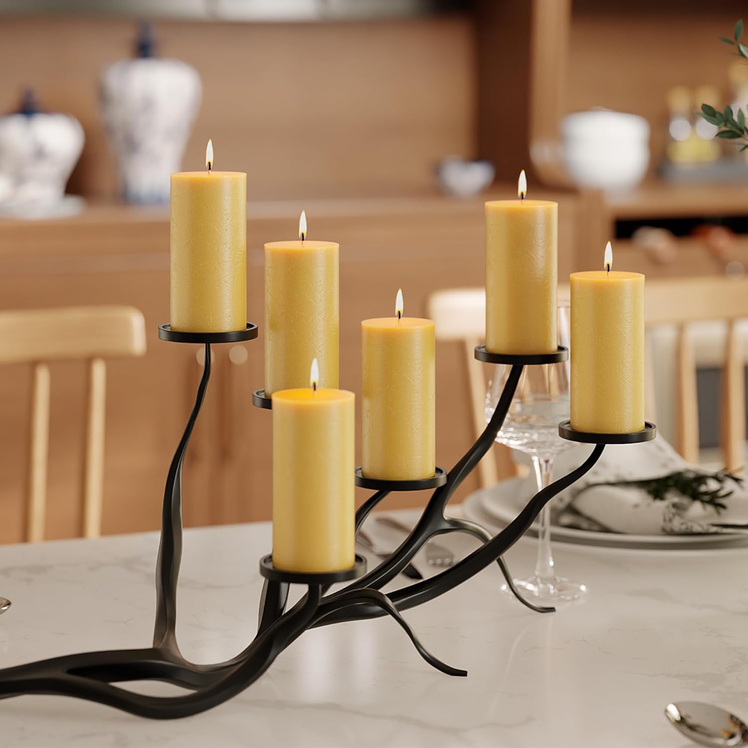 6 Pack Pure Beeswax Pillar Candles, 160 Hours Long Burning Beeswax Candle, Bees Wax Candles for Home, Prayer, Emergency, Unscented, Smokeless & Dripless, 2x4 Inch