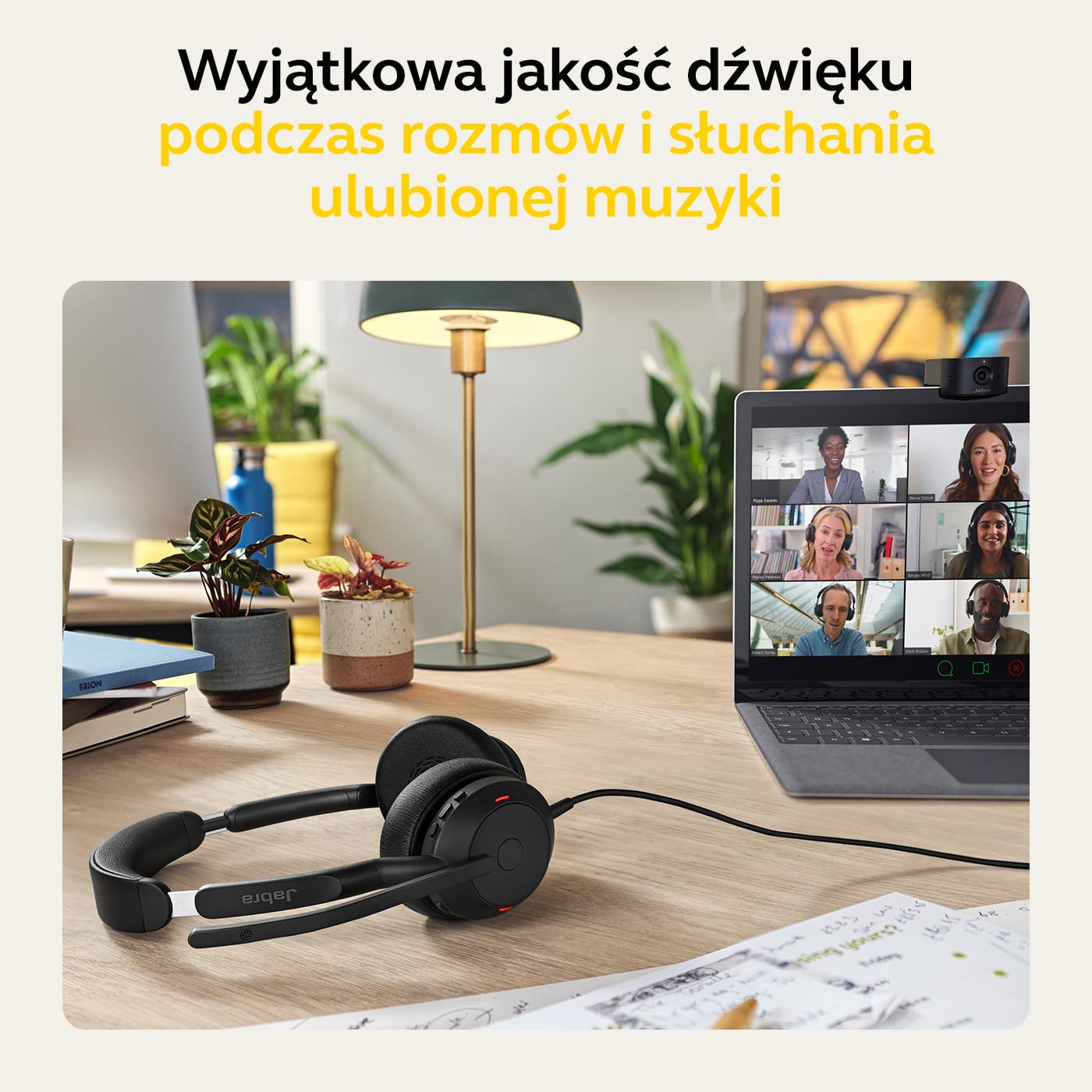 Jabra Evolve2 50 przewodowy zestaw słuchawkowy stereo z technologią Jabra Air Comfort - mikrofon z redukcją hałasu, aktywna redukcja szumów - certyfikat MS Teams, działa z innymi platformami - czarny