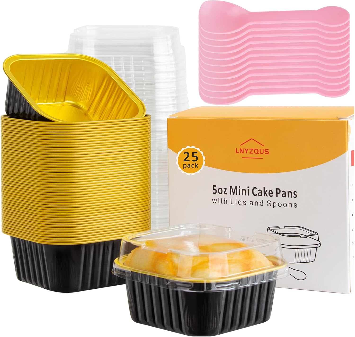  5oz Mini Cake Pans with Lids, Individual Brownie Tins 120 Pack thumbnail