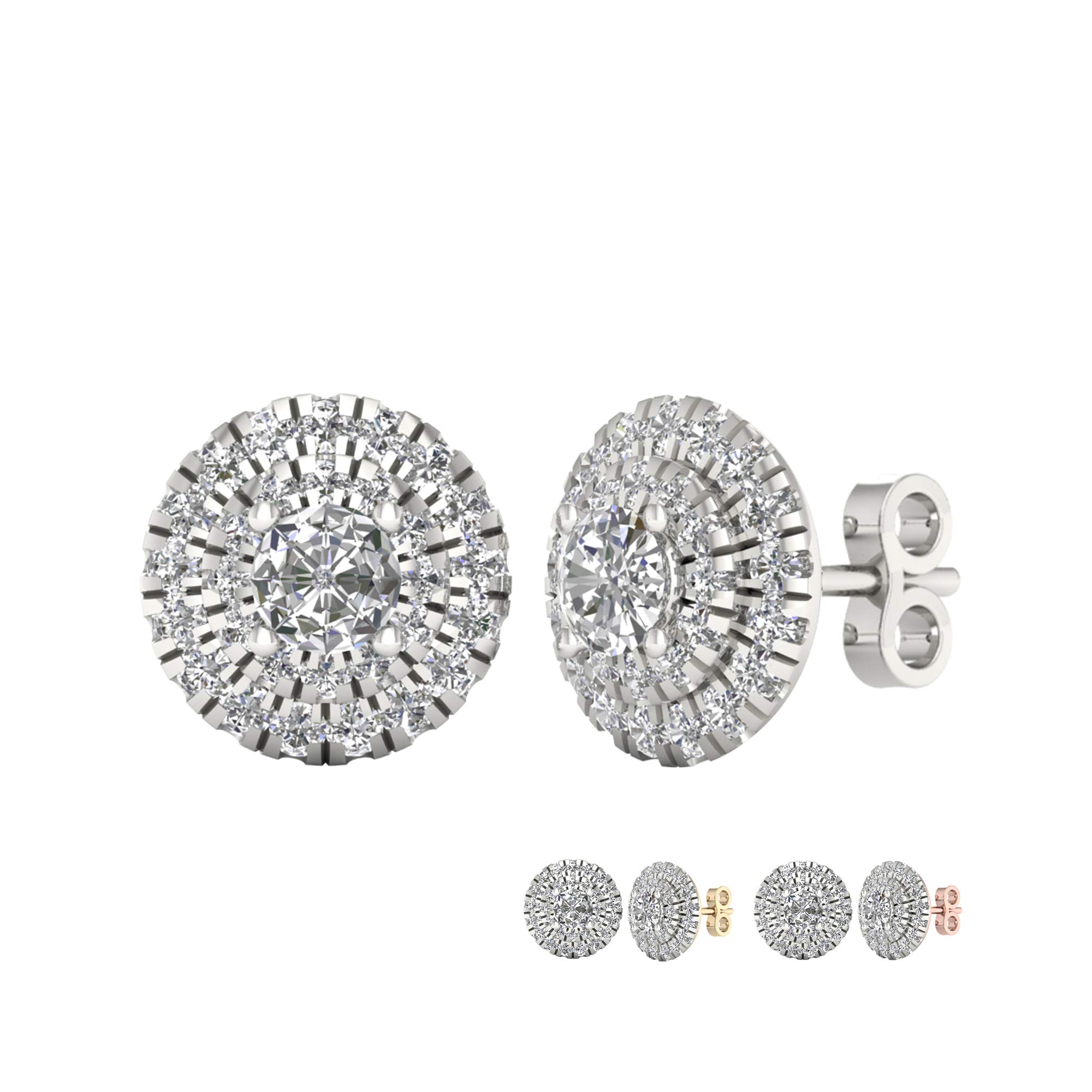 IGI Certified 10K Gold 1ct TDW Diamond Halo Stud Earrings (I-J,I2)