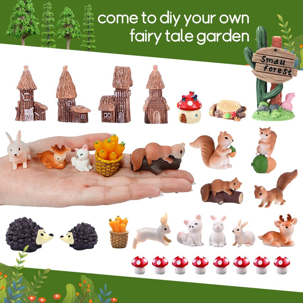 42 Pezzi Alberi Modellismo Alberi Modello Misto Albero del Diorama Plastic Animali del Bosco per DIY Paesaggi in Miniatura Decorazione
