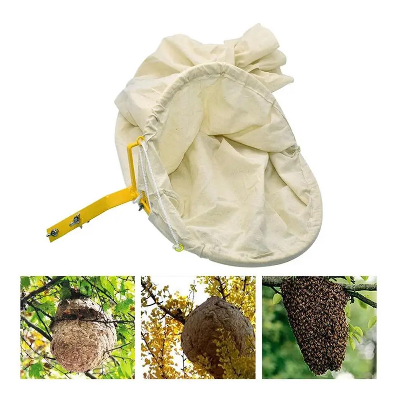 Filet de capture d'abeilles, ca anti-mouches réutilisable avec base verrouillable, équipement d'apiculture, sac d'apiculture, outil de contrôle des parasites Apiculture