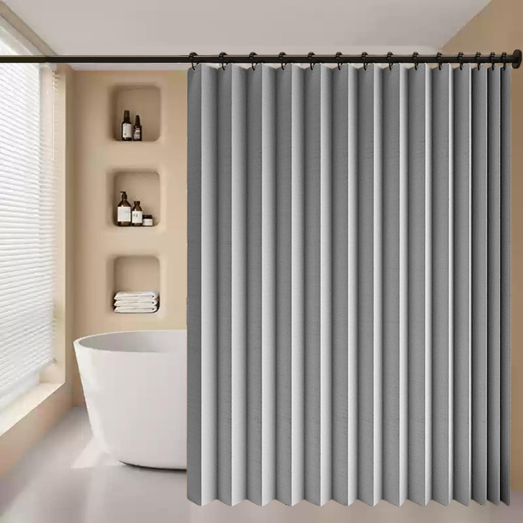 Rideau accordéon de porte anti froid et thermique pour placard gris