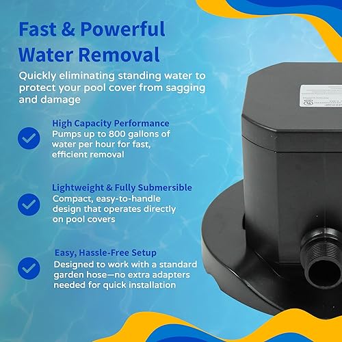 Miniatura 6 de Blue Wave NW2345 Draga 800 GPH Bomba de cubierta de invierno sobre el suelo, color negro