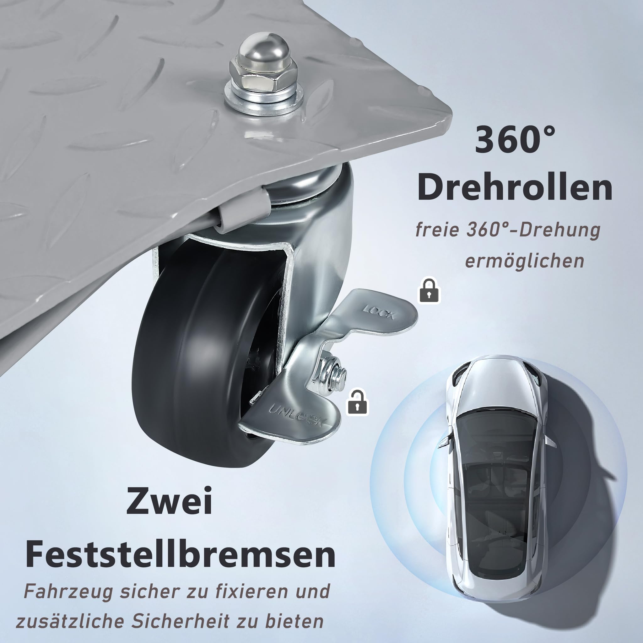 YRHome 4 Stück Rangierhilfe 500 kg pro Plattform Reifenwechsel Rangierheber Wagenheber Rad Rangierroller 40,5x30x7cm für Auto PKW LKWs Mobile Reifenplattform Traktoren Silber