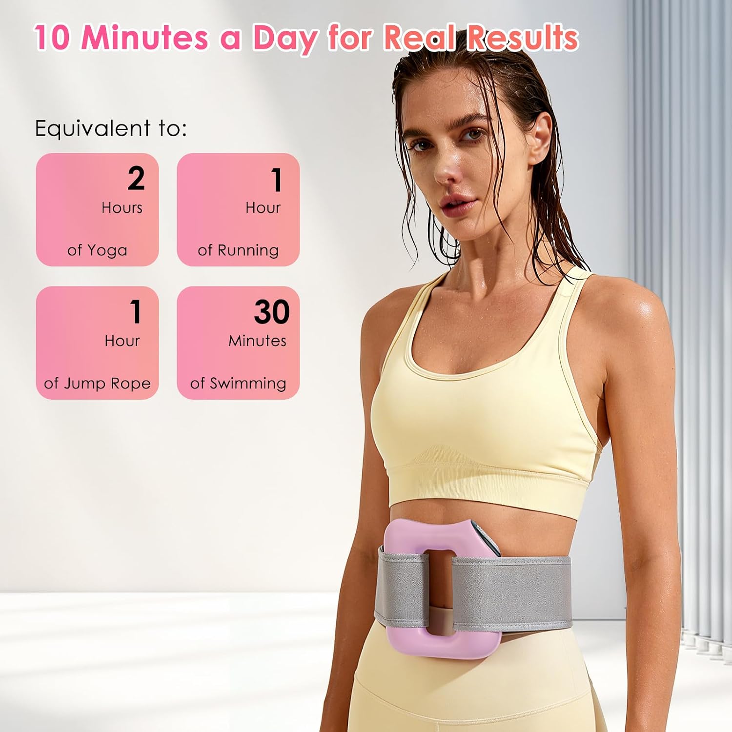 Electric Full-Body Fascia Ring, Fascia Ring Massager with Adjustable Strap, 8 Vibration Modes Hands-Free Fast Fat Burning for Belly, Back, Legs, Waist