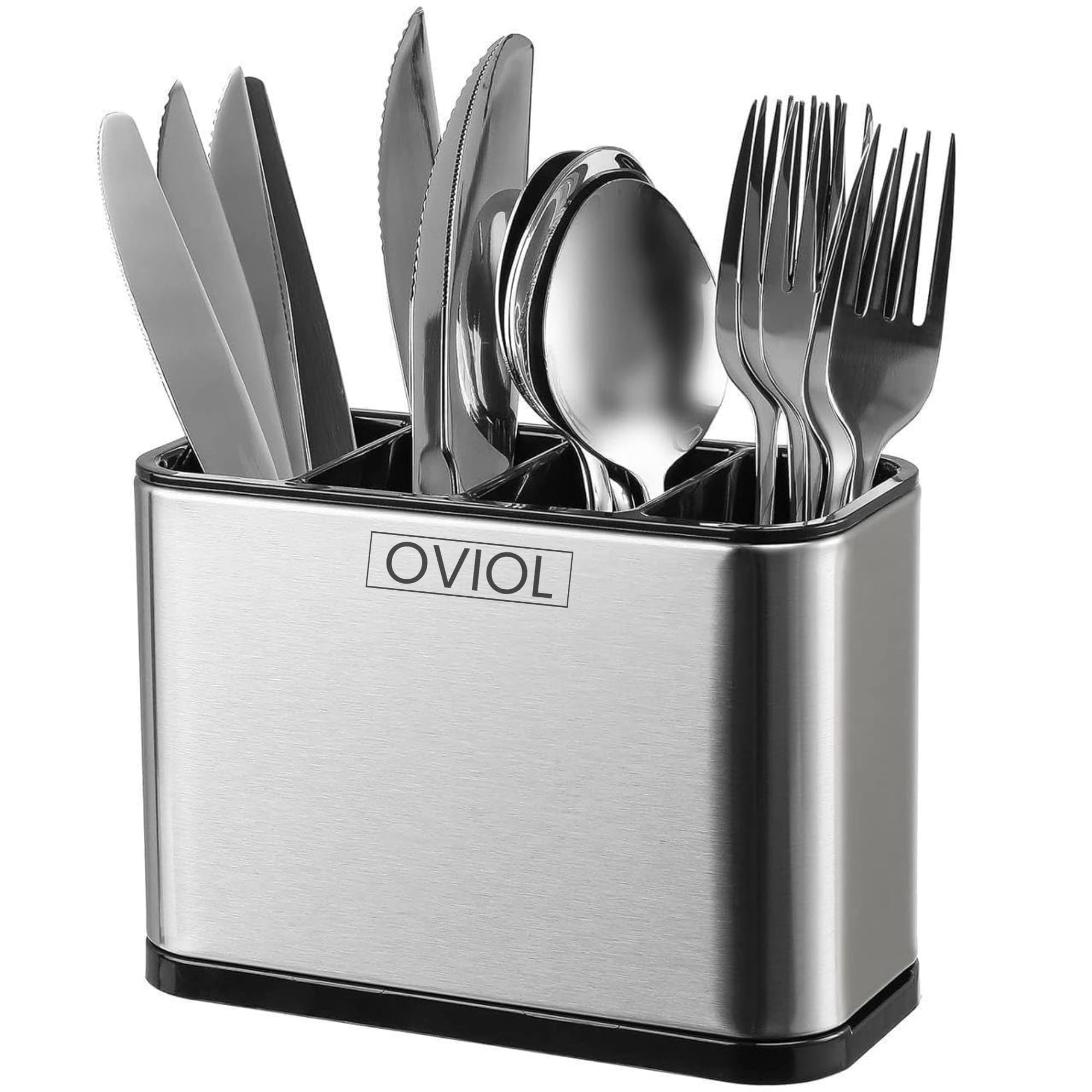 OVIOL Spoon Stand for Kitchen Steel Cutlery Stand Spoon Organizer for Kitchen Cutlery Holder for KitchenCountertop Forks Spatula Knives Spoon Holder Rustproof Durable (Steel Spoon Stand)
