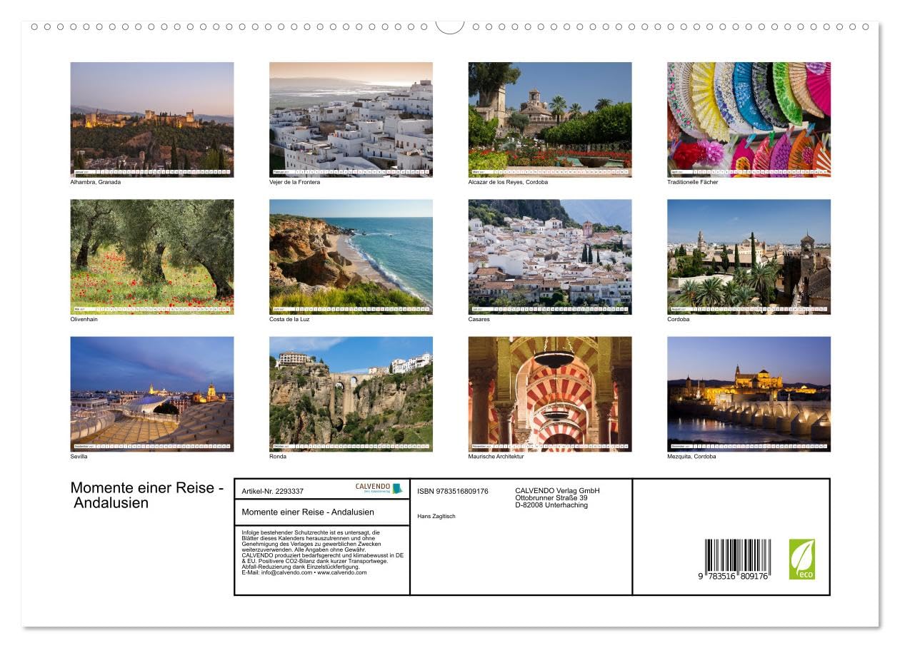 Momente einer Reise - Andalusien (hochwertiger Premium Wandkalender 2027 DIN A2 quer), Kunstdruck in Hochglanz: Die wohl schönste Provinz Spaniens (CALVENDO Orte)