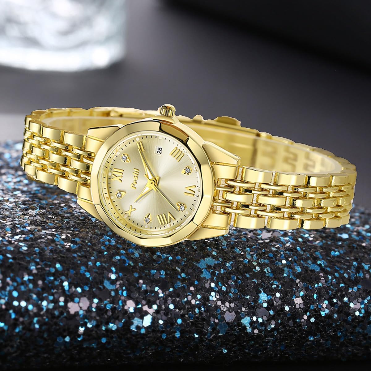 MASTOP Small Gold Watches for Women Easy Read Diamond Date Ladies Quartz Vintage Wrist Watches Luxury Gift for Wife Mother Stainless Steel Exquisite Bracelet Band Tools Included - Image 5