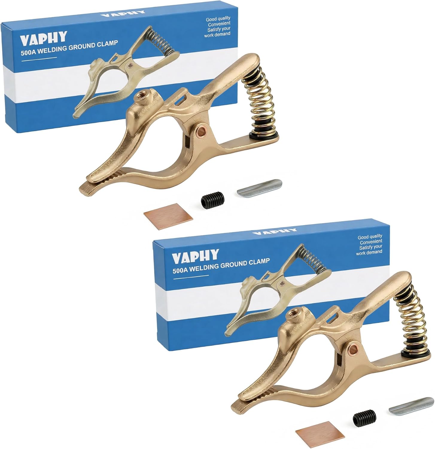 500-Amp T-Style Welding Ground Clamp Brass, 2-Pack