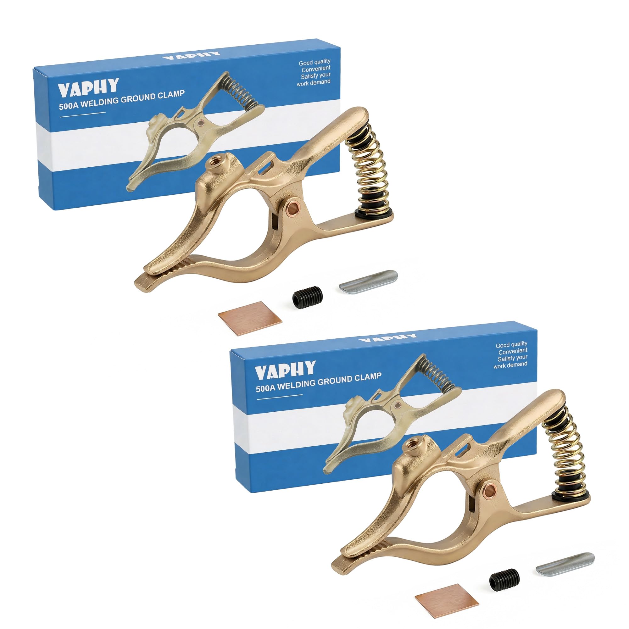 500-Amp T-Style Welding Ground Clamp Brass, 2-Pack