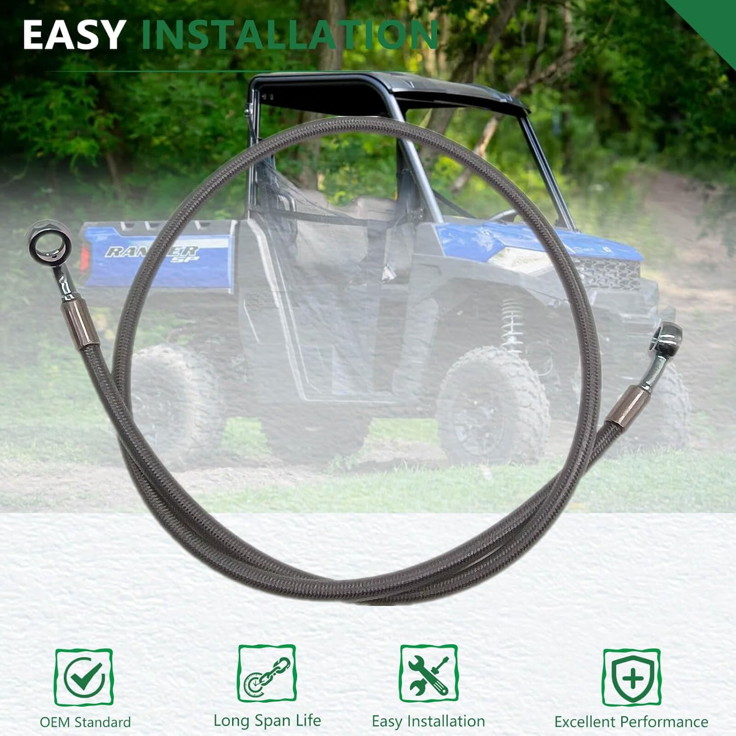 Front Left Brake Hose Line 1911734,Fit for Polaris Ranger 1000 XP Ranger 570 Full-Size Ranger 570-6 Crew Ranger Diese-l 1000 Ranger 900 Gas 2013-2019