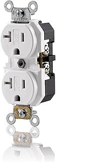 Leviton 20-Amp, 125-Volt, NEMA 5-20R, 2P, 3W, Tamper-Resistant, Duplex Receptacle, Commercial Grade, Self Grounding, TBR20-W, White