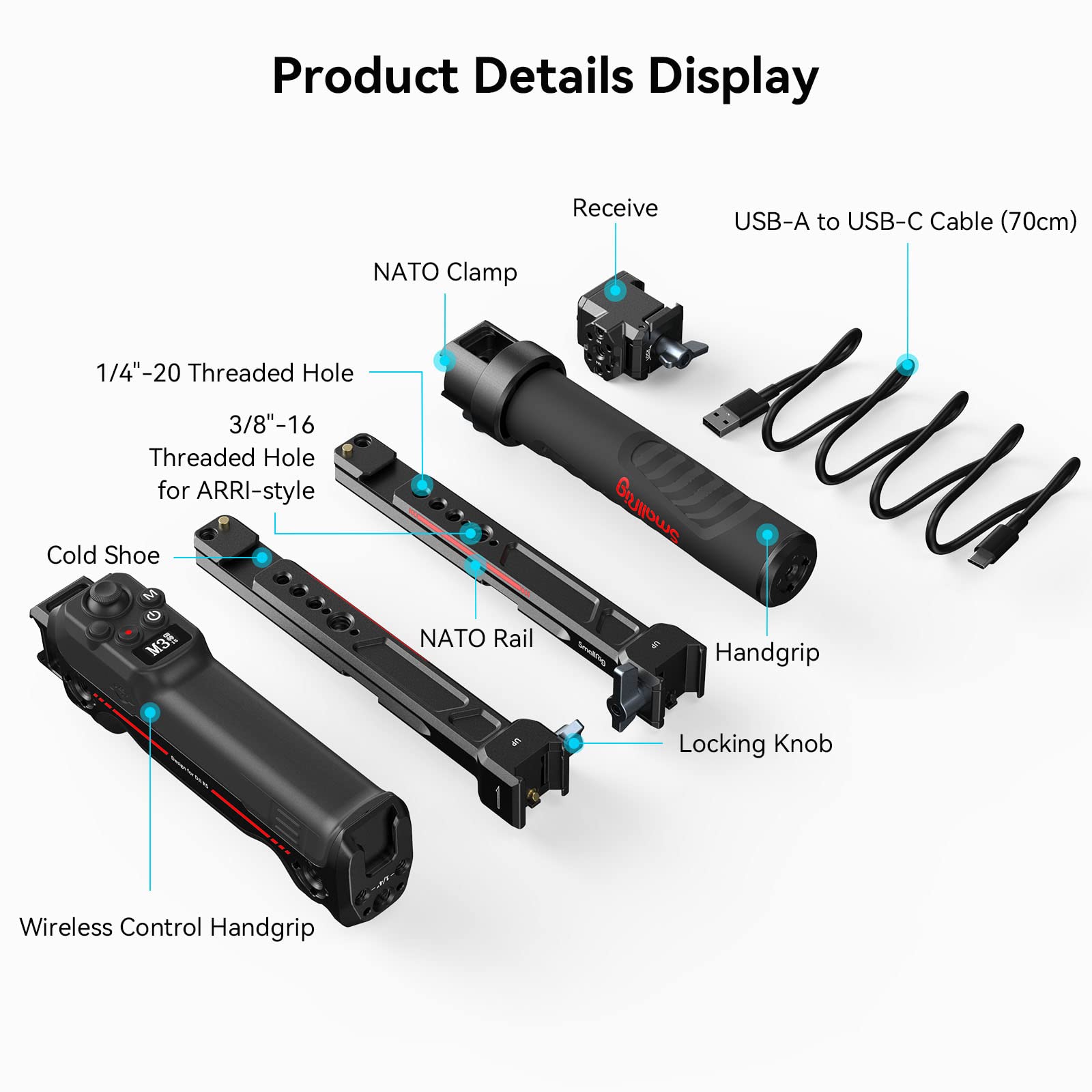 Poignée De Commande Sans Fil SmallRig Pour DJI RS 4, RS 4 Pro, RS 2, RS 3 Pro - Pliable, Avec Module