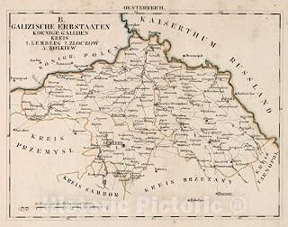Historic Map : Austria, Eastern Europe V.3:11-15:XI:1.Oesterreich. B. Galizische Erbestaaten Koenigr: Galizien Kreis, 1828 Atlas v2, Vintage Wall Art : 44in x 35in