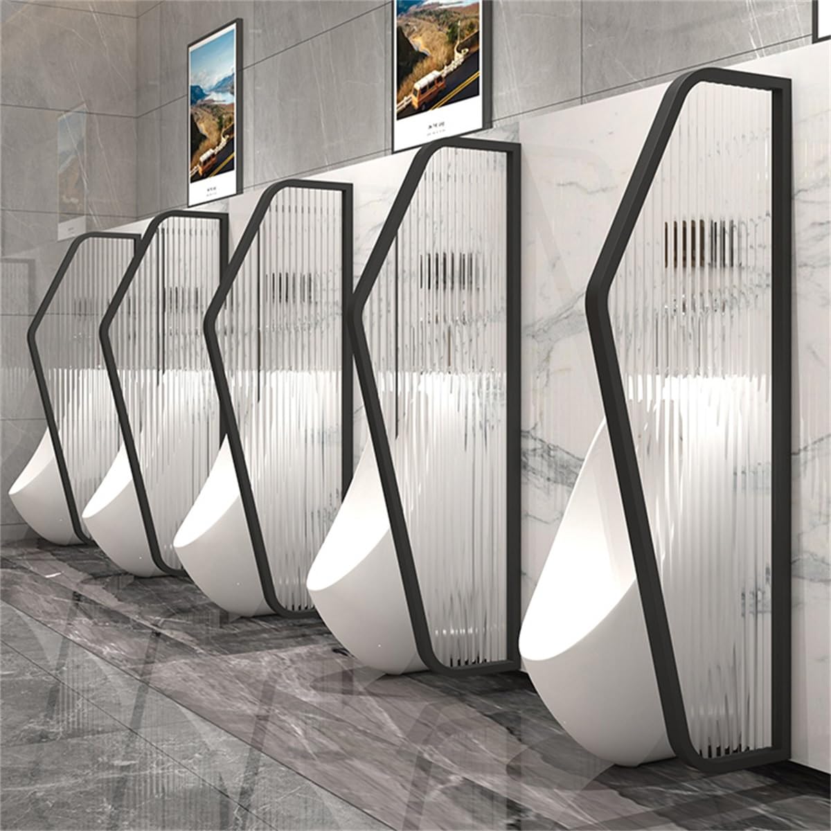 MESOVFCA Urinal Divider Partition, Wall-Mounted Urinal Screen Toilet Partition, Wall-Mounted Urinal Screen Toilet Partition for Hotel,Schools,Shopping Malls Public(Black,1pcs)