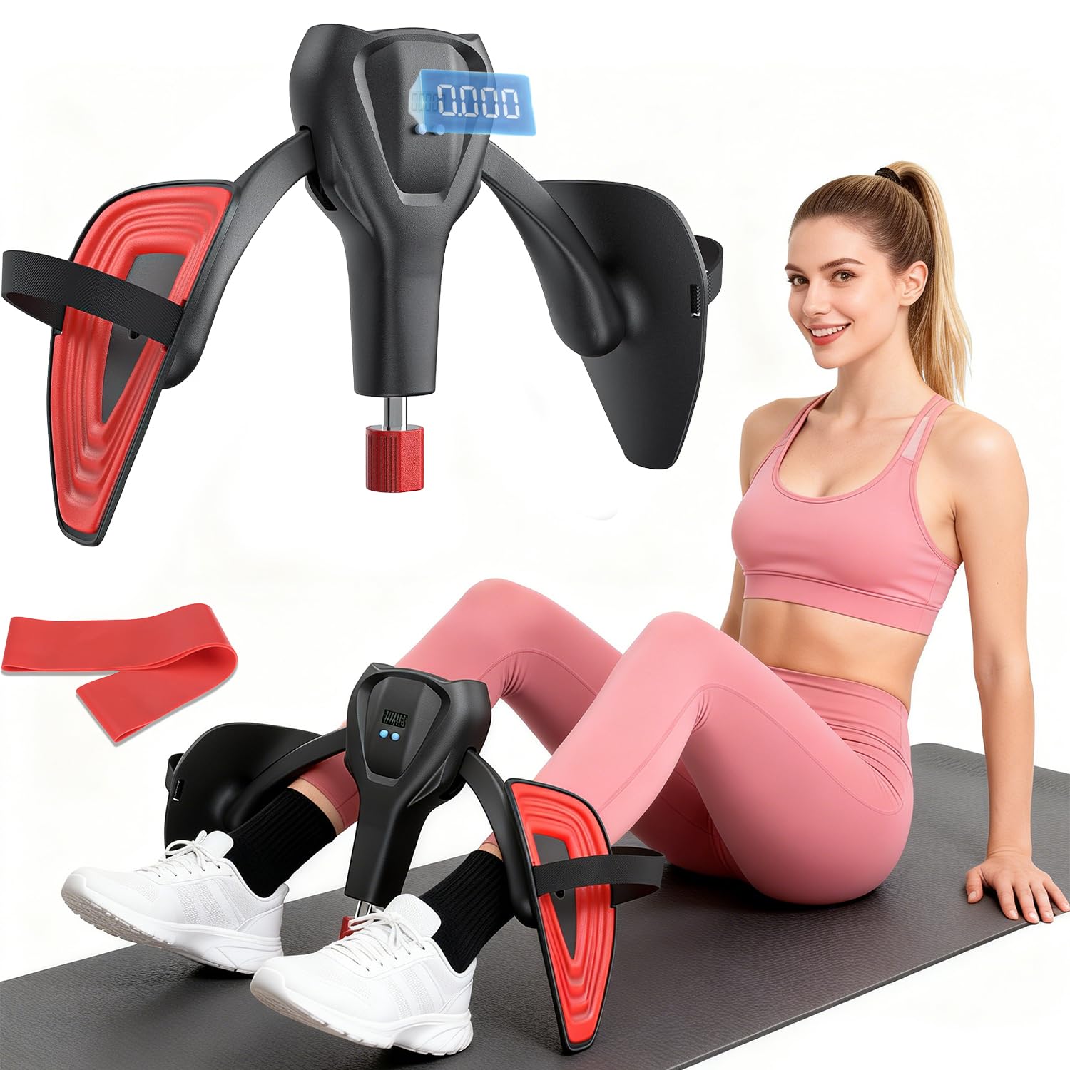 Maître de cuisse amélioré 2026, appareils d'exercice du plancher pelvien réglables de 50 kg pour homme et femme, compteur intelligent Kegel, pince de cuisse avec sangles de jambe et bande de