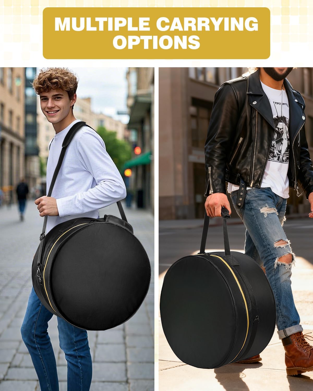 14"x5.5"/14"x6.5" Snare Drum Case – 15mm Thick Shock-Resistant Padding, Waterproof Fabric, Reinforced Handle & Shoulder Strap, Professional Snare Drum Bag for Travel, Gig Transport & Long-Term Storage