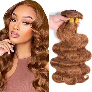 Light Brown Human Hair Bundles 26 28 30 Inch Color #30 Body Wave Bundles Human Hair Healthy And Soft Honey Brown Bundle Unprocessed Remy Hair Extensions Quick Weave