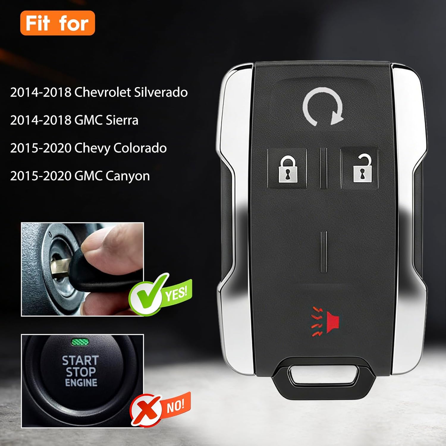 DIY Key Fob Remote Replacement Fits for 2014-2018 Chevrolet Silverado 1500 2500 3500 GMC Sierra 2015-2020 Chevy Colorado GMC Canyon Keyless Entry Remote M3N32337100 (Pack of 2)