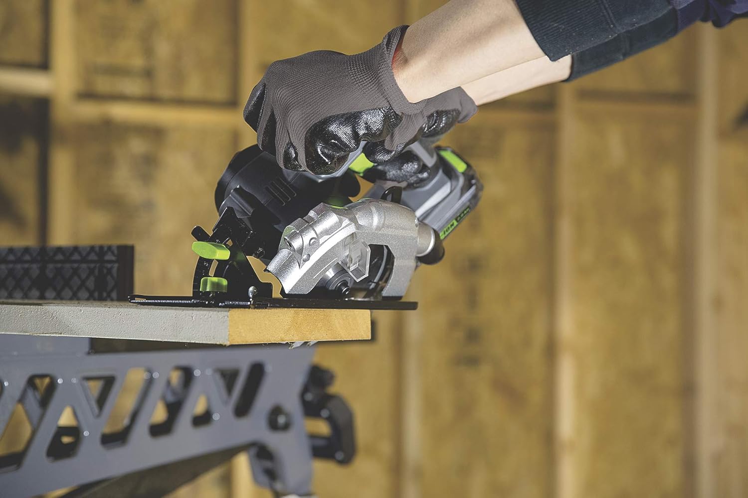 Genesis GLCS2055A 20V Cordless Lithium-Ion Battery-Powered 5 1/2" Circular Saw with Built-In Laser Guide, Electric Brake, 18T Carbide-Tipped Blade, Rip Guide, Battery, Charger, and Blade Wrench , Grey