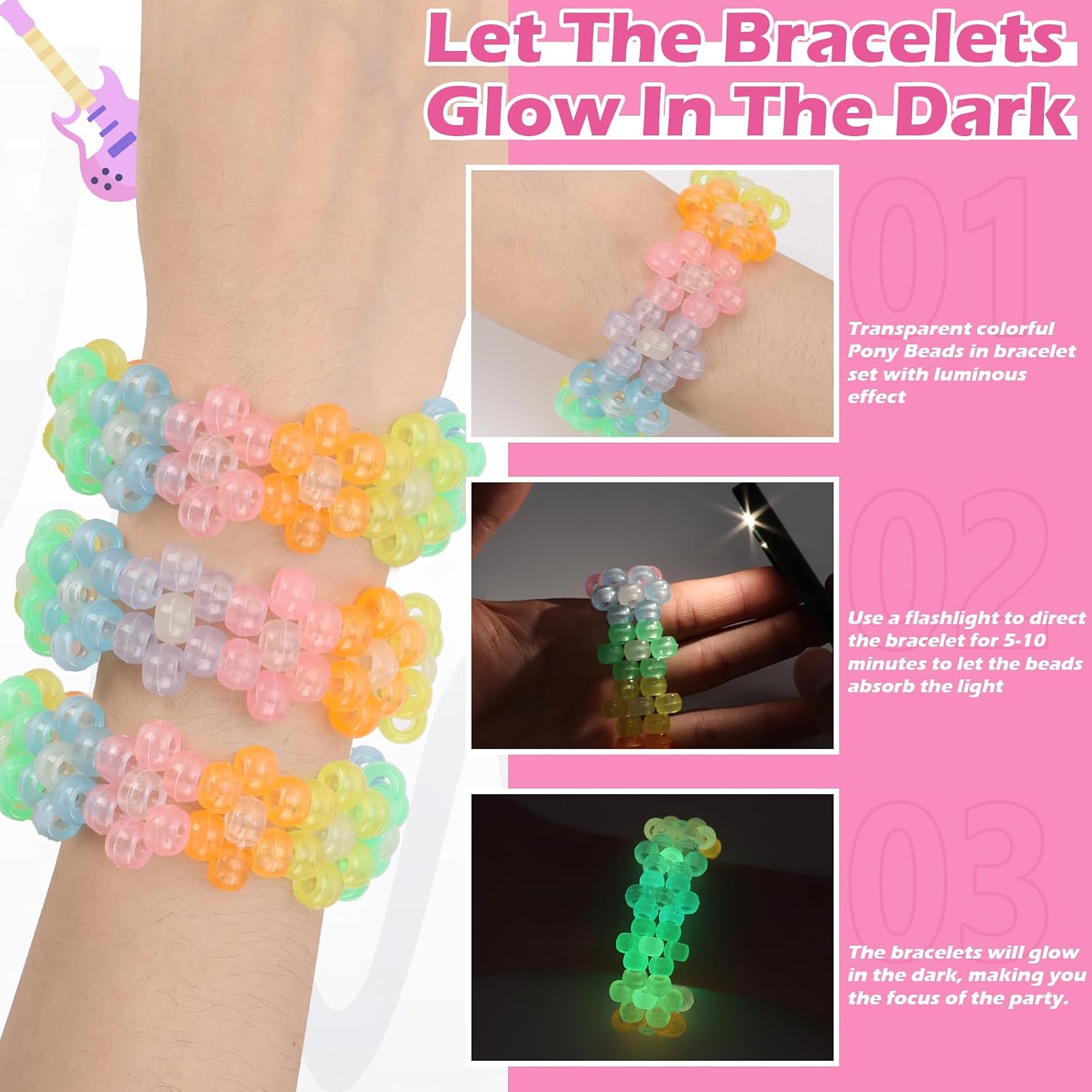 Flower Rave Kandi Bracelets Stretch Rave Candy Bracelets Multi Color Beaded Flower Kandi Cuff Rave Accessories Jewelry Music Party Favor for Women Friends EDM Party Music Festival image 5