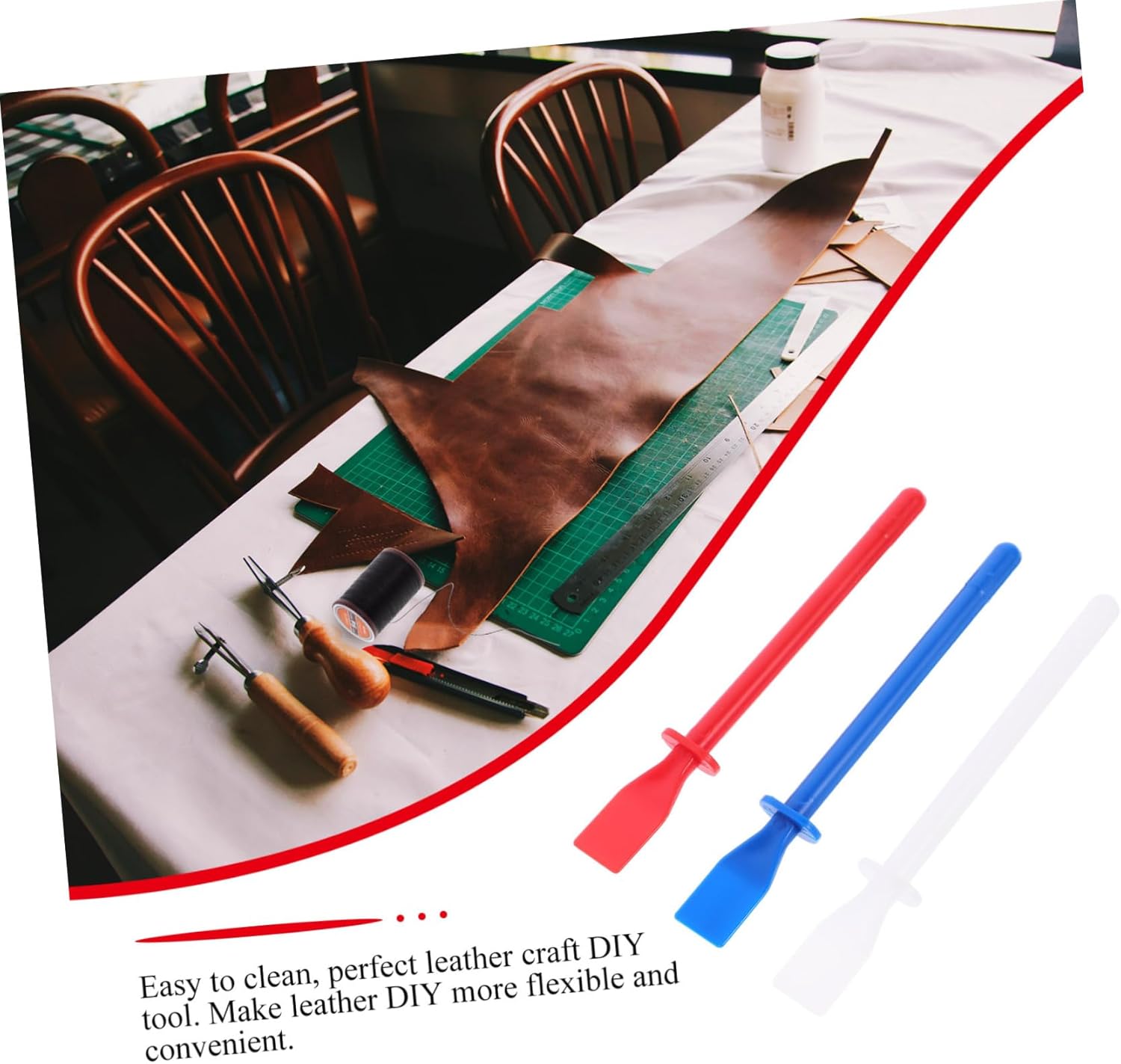 TEHAUX Glue Spreaders, Plastic Glue Smear Sticks Applicator Glue Scrapers Glue Brush Glue Spreader Tool Paint Spreader for Handmade DIY PU Leather Craft Tool 6pcs