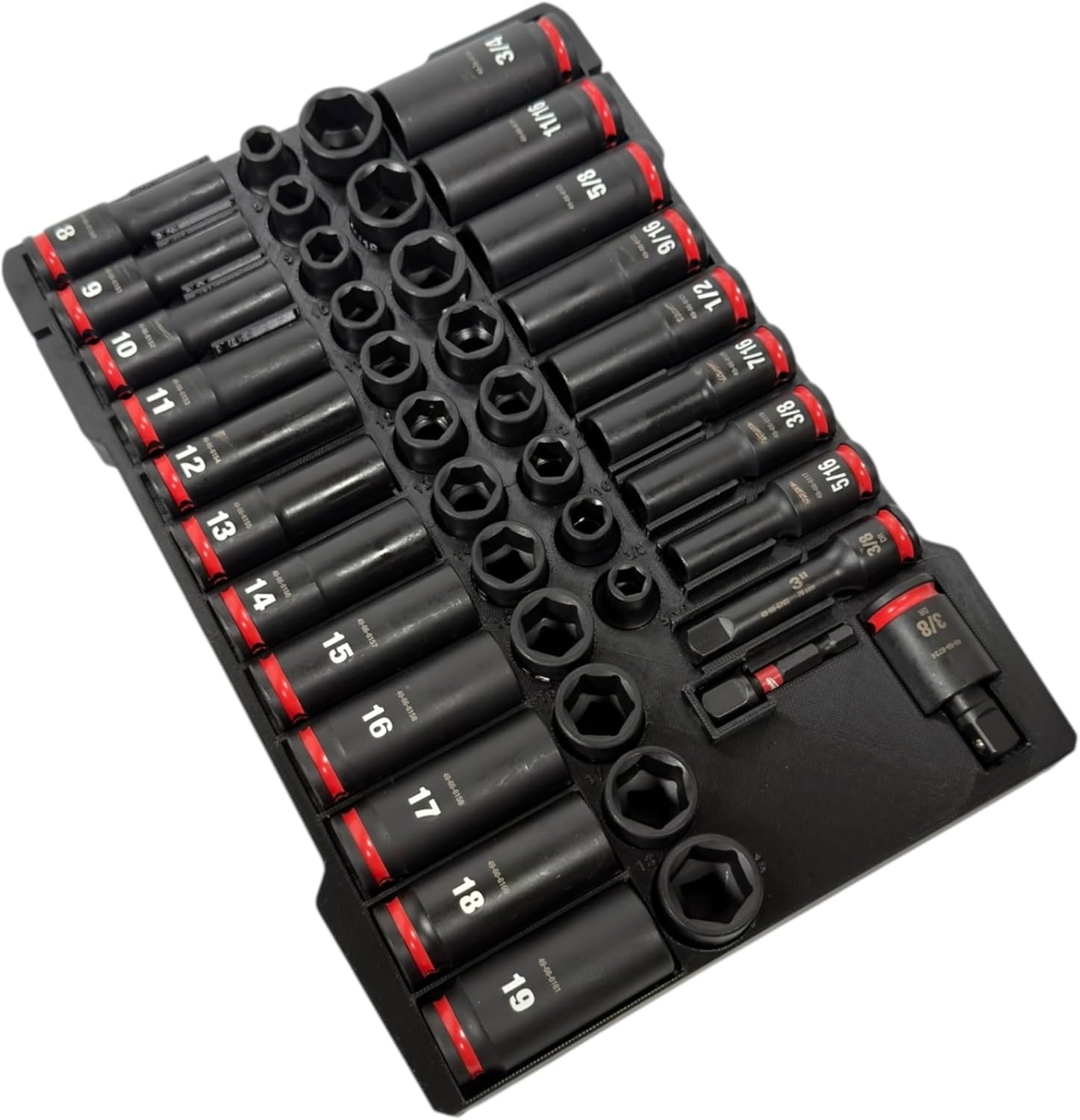 Insert Organizer Compatible with Low Profile Milwaukee Packout (48-22-8436) and 3/8" Shockwave Impact 43-Piece Socket Set (49-66-7009) Insert Only