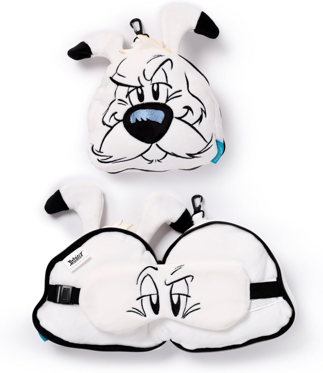 Relaxeazzz Idefix (Dogmatix) Asterix Round Plush Travel Pillow & Eye Mask – Sleep Eye Mask Masks – Kids Travel Accessories for Sleeping Airplane – Flight Plane Neck Pillow Pillows