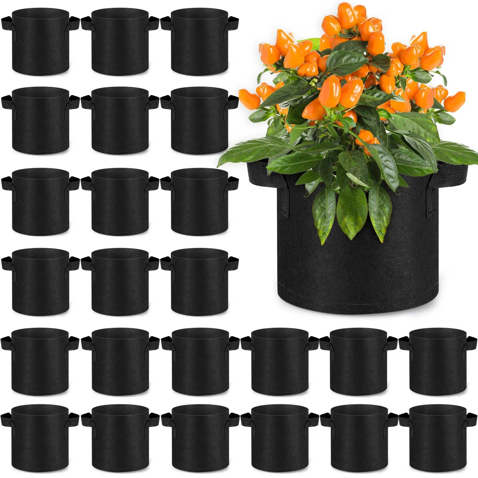 Nuanchu 24 Packs 2 Gallon Grow Bags Bulk Aeration Fabric Pot with Handles