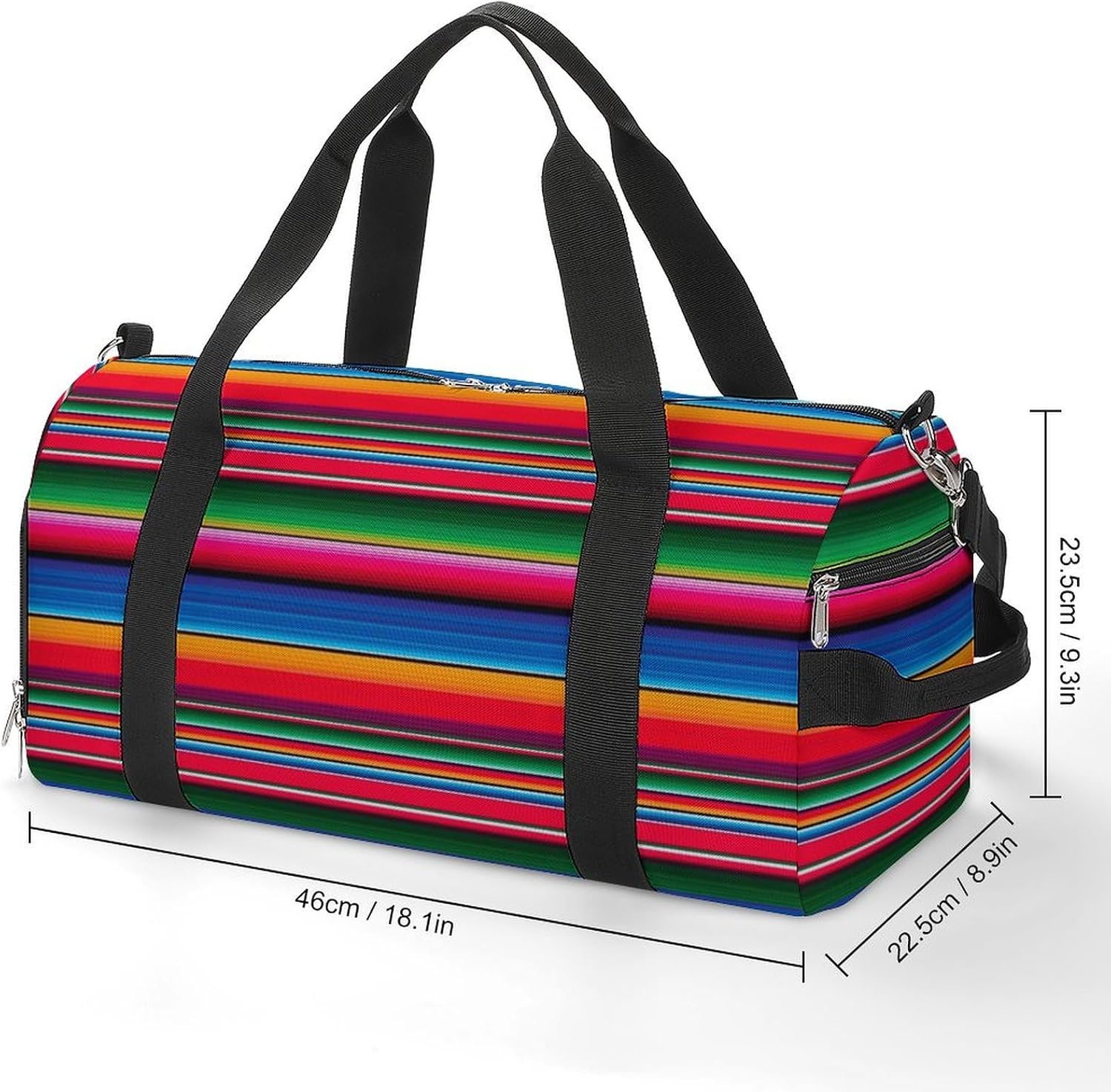 Mexican Stripes Sport Gym Duffle Travel Bag with Shoe Compartment,Wet Pocket for Men and Women