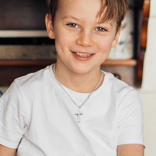 Miniatura 6 de LUXEJEW Cross Necklace for Men, Silver Black Gold Stainless Steel Cuban Chain Cross Pendant Necklace for Men