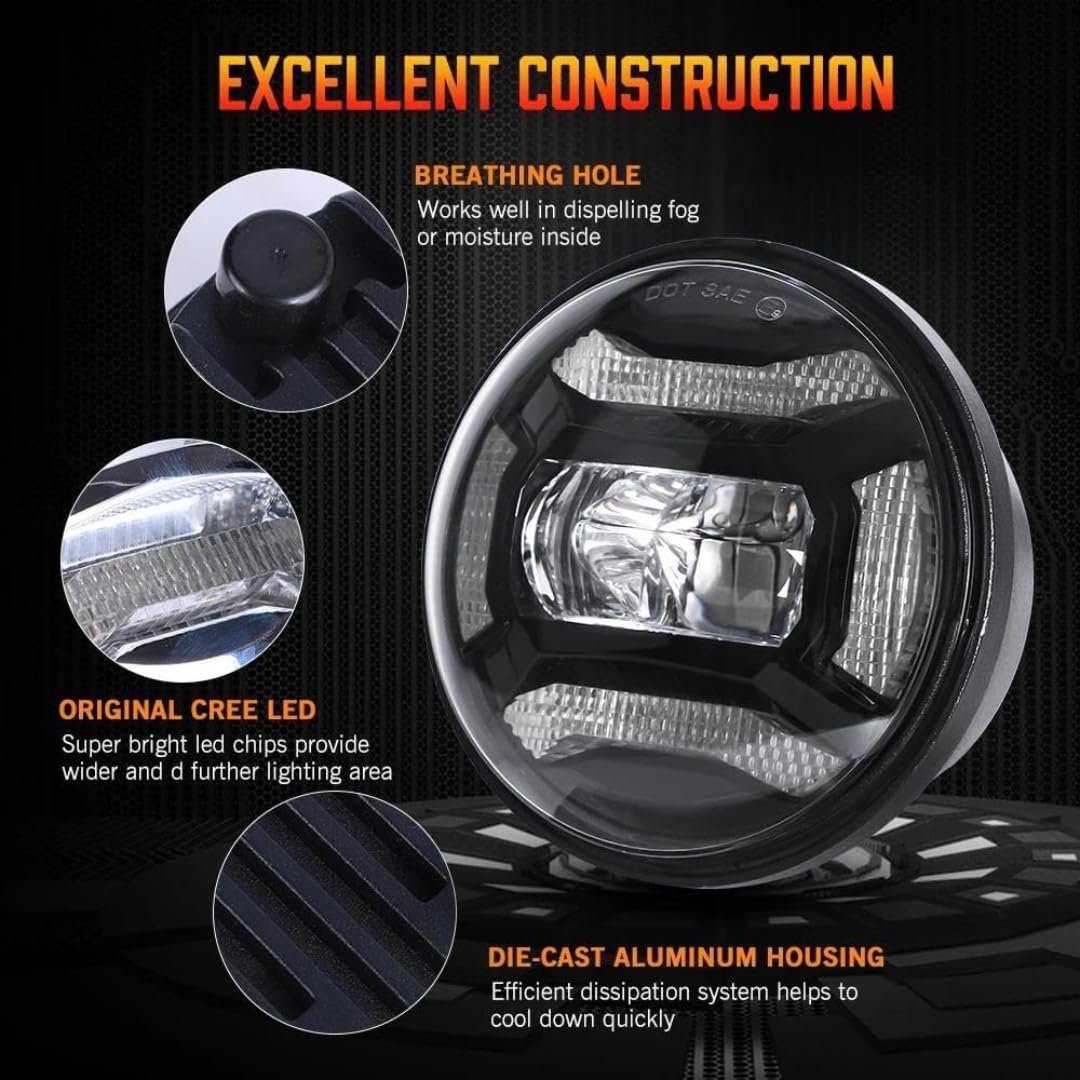 phare de moto Phares additionnels pour Electra Glide Pour Ultra Limited FLHTK 2010-2016 (1 paire 4 5 pouces) - Feux antibrouillard/feux auxiliaires/phares à LED