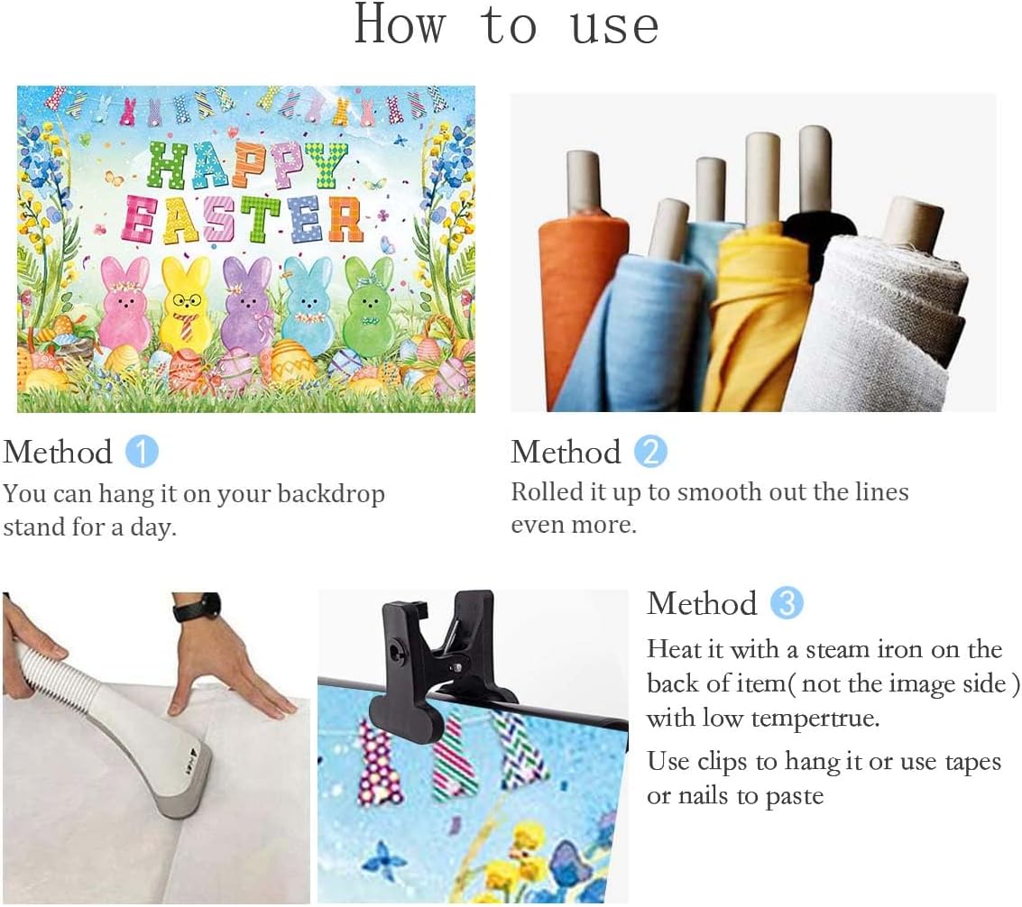 Happy Easter Banner Backdrop Colorful Bunny Egg Easter Photoshoot Background Spring Cute Rabbit Kids Party Decorations Banner Photo Props (8x6FT(94 x 70 inch))
