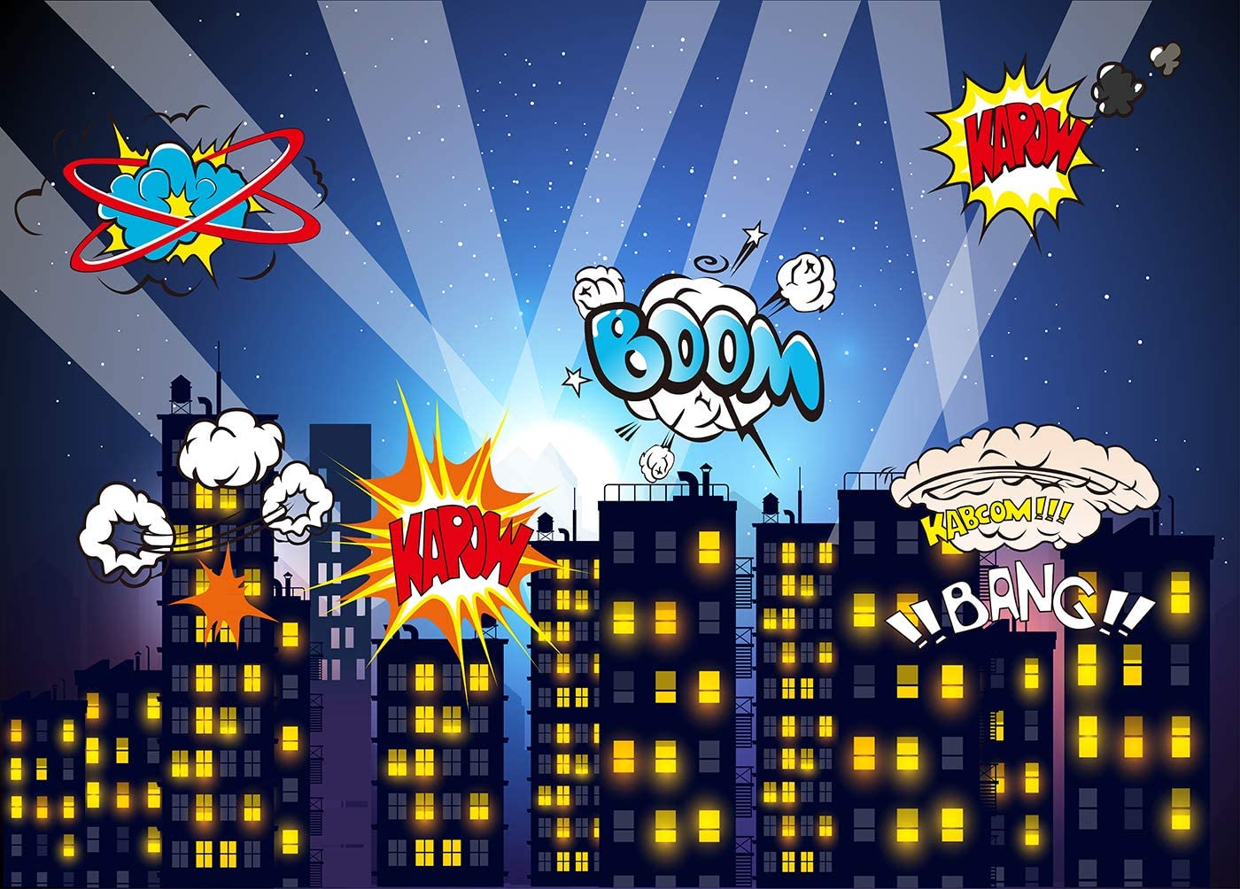 ZTHMOE Superhelden-Hintergrund 243,8x152,4 Cm – Comic-Stil, Aus Polyester, Für Fotografie Und Partys