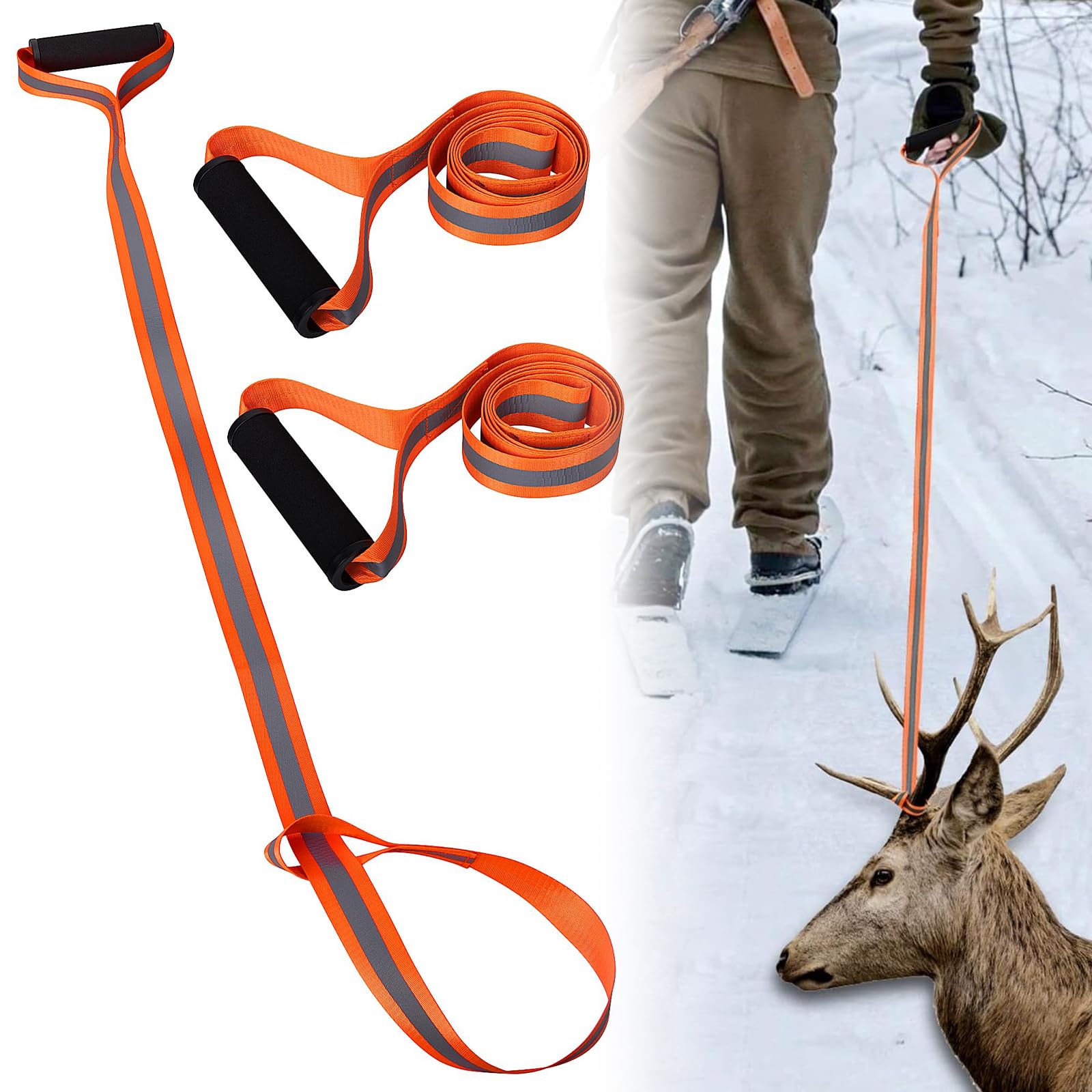Corda da Traino per Cervi Accessori Caccia Cervo Fune da Trascinamento per Cacciatori Corda in Nylon per Cervi Corda per Trascinare Cervi Pesanti Riflettente Deer Drage per Cacciatori