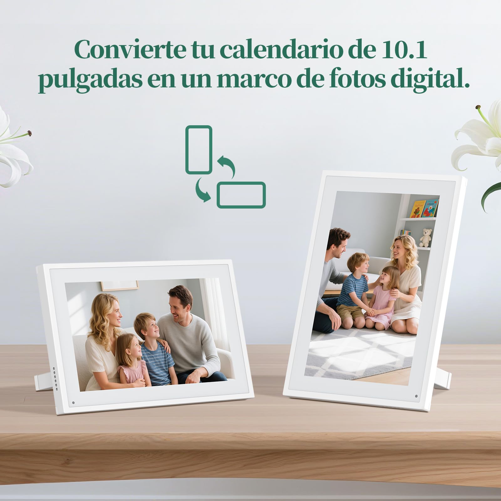 Calendario Digital de Pared 10,1 Pulgadas con Pantalla Táctil - Organizador Familiar, 32GB de Almacenamiento, Marco de Fotos Digital, Sincronización Inteligente con la Nube