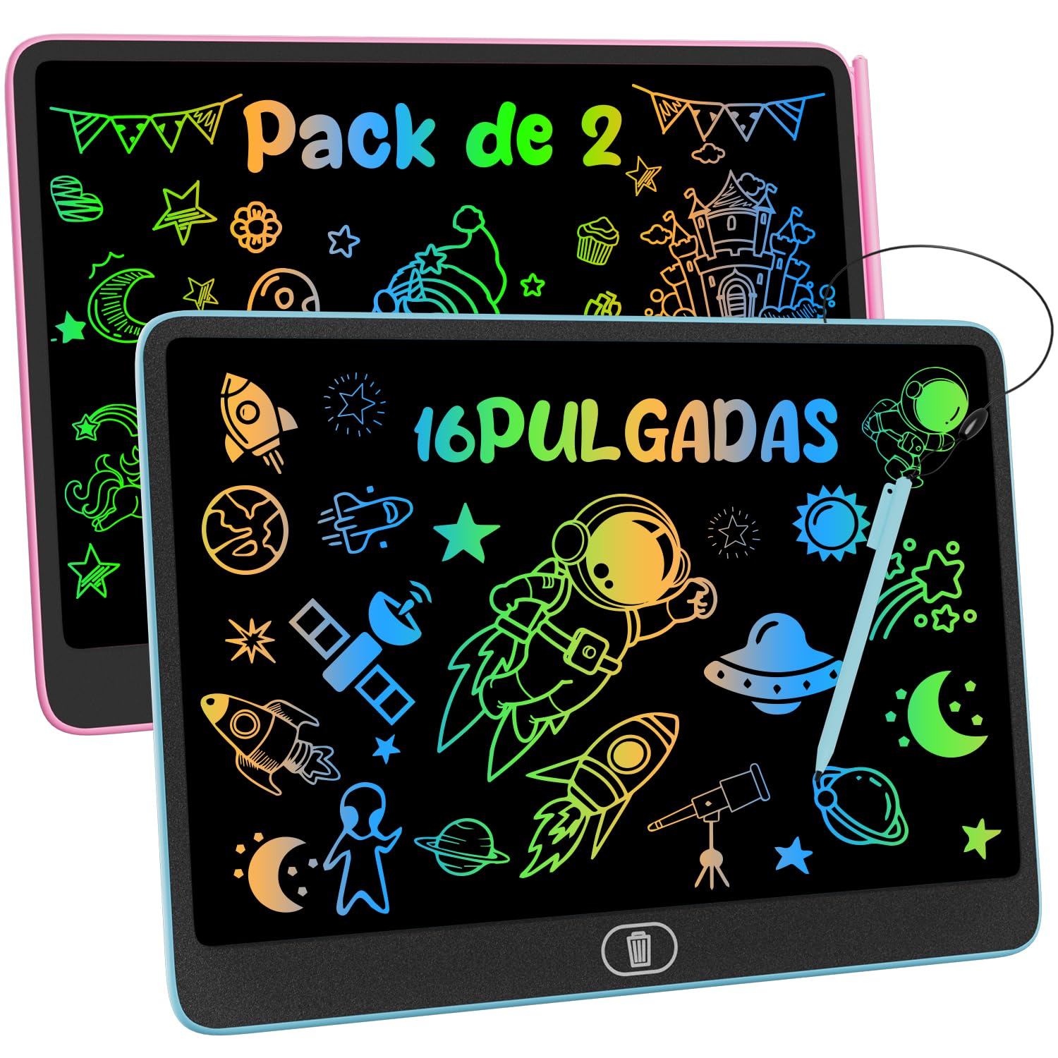 16 Pulgadas Tableta de Escritura LCD, Electight Infantil Tableta de Graffiti de Colores para Niños 3~12 Años, con Borrable y Bloqueo Función, Reutilizable, Juguete Educativo Halloween Navidad, Azul — view 9