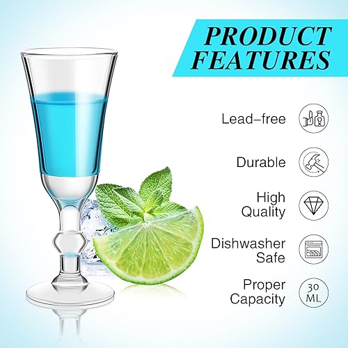 Miniatura 3 de Meanplan Copas de chupito con tallo de 1 onza Cordial Mini Copas de vino Limoncello Port, Base Pesada Transparente, Disparo Pequeño, Copas Pequeñas