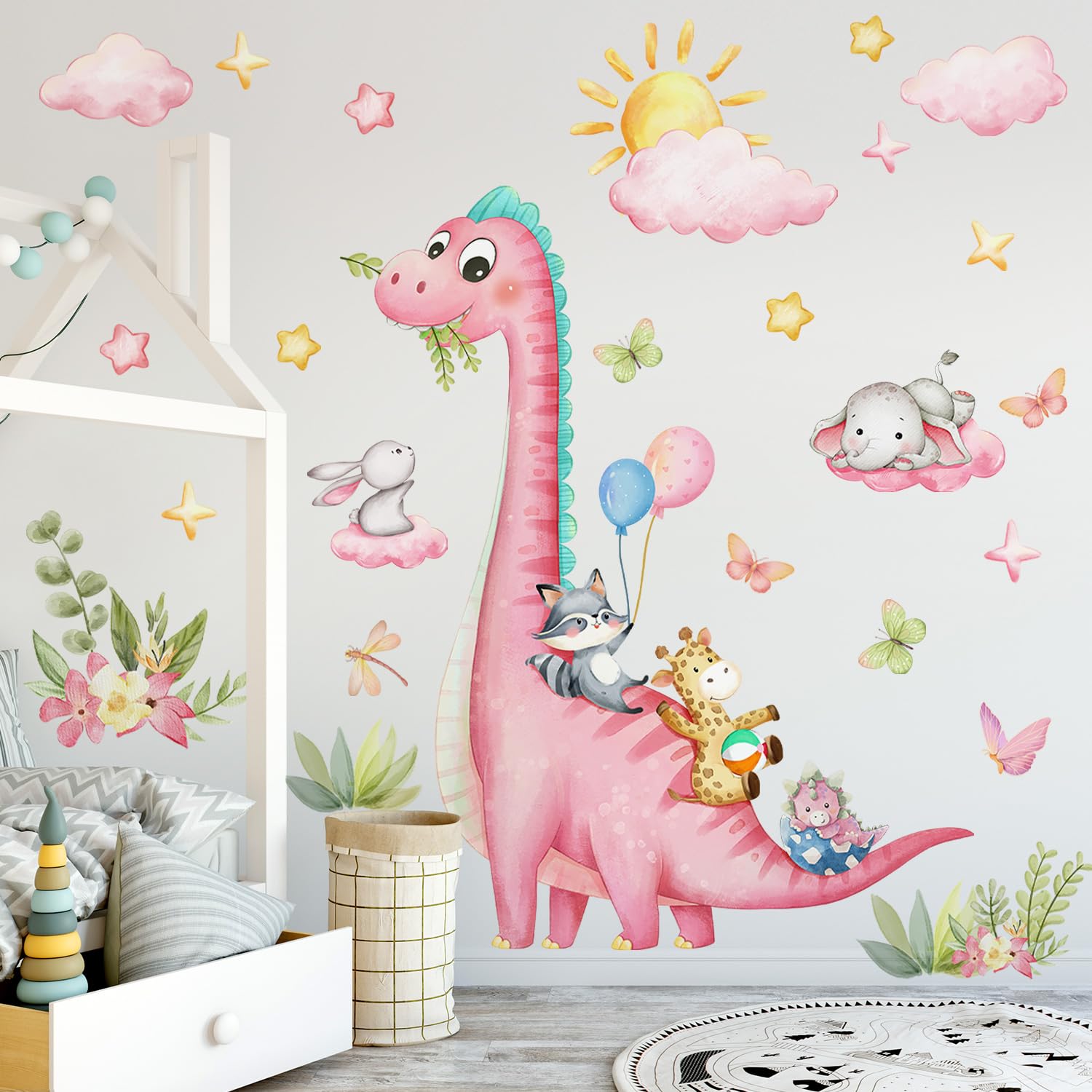 ベビーナーサリー❤アニマルデカール❤棚❤️シェルフ❤️ウォールラック❤ピンク Amazon.com: RAINBOW WSK Large Dinosaur Wall Decals Pink Dino Wall