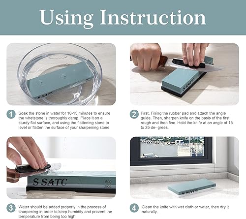 Miniatura 6 de Whetstone 6002000 Grits - Kit de afilado de piedra húmeda con base de goma antideslizante guía de ángulo y piedra aplanadora