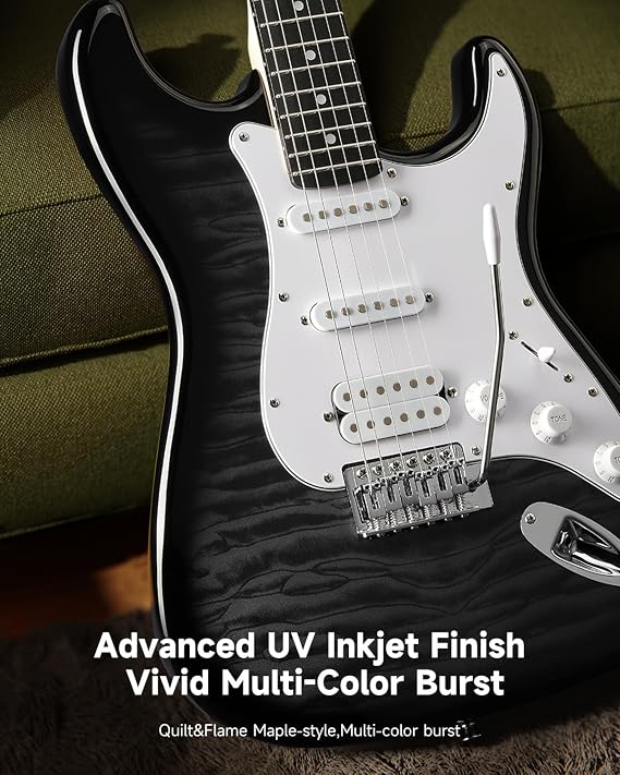 Donner DST-90 39 Beginner Electric Guitar Kit with Amp, Black Burst