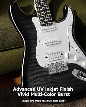 Donner DST-90 39 Beginner Electric Guitar Kit with Amp, Black Burst