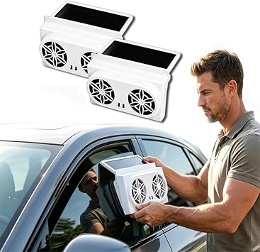 solar powered car ventilator fan, solar powered car window fan white2