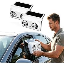 solar powered car ventilator fan, solar powered car window fan (white2) | Car Solar Powered Window Exhaust Fan, Dual Fan System, Easy to Install, Odor Removal, Quiet Operation