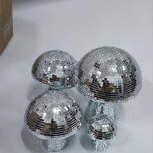Miniatura 5 de Mxkoso Bola de discoteca de hongos para bar, fiesta, habitación, decoración de mesa, bola de discoteca de espejo en forma de hongo para decoración
