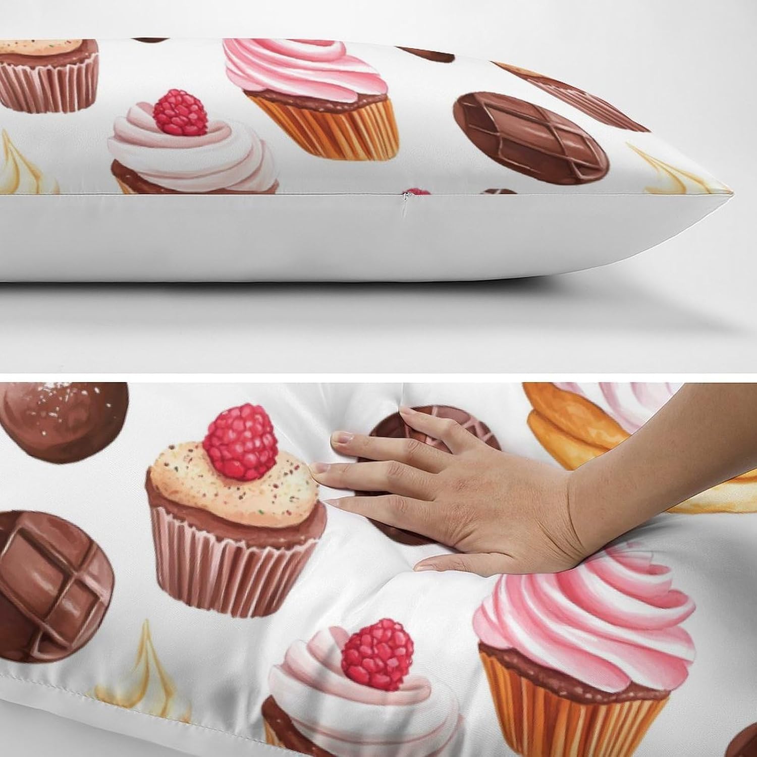 Eclairs Cupcakes Desserts Gourmet Body Pillow Cover Long Cushion 18.9x53.1 Inch
